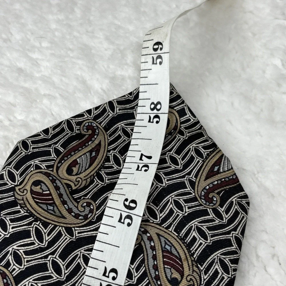 Vintage Salvatori Tie Paisley Harp Black Optical Illusion Hypnotic 3.75x59